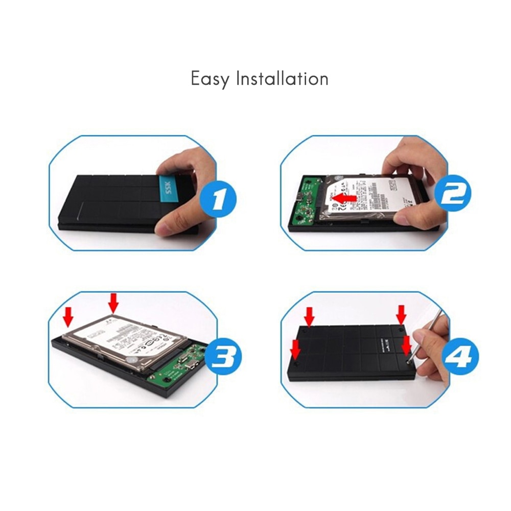 Ssk Hdd Case 2.5 Inch Sata Naar USB3.0 Ssd Adapter Voor Ssd 1 Tb 2 Tb Type C Harde Schijf drive Box Externe Hd High Speed Black SHE080