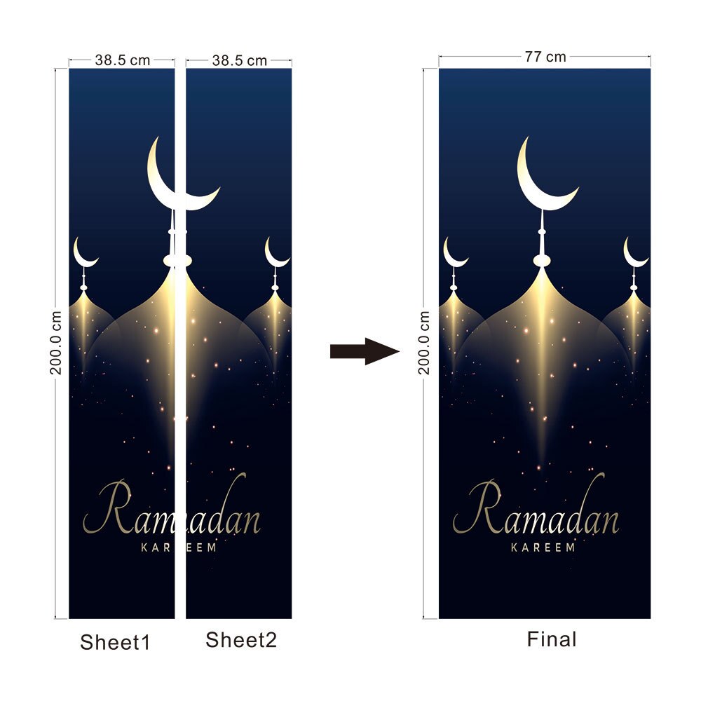 3D Self-adhesive Muslim Door Sticker Ramadan Decoration EID Living Room Bedroom Glass Door Mural Wallpaper