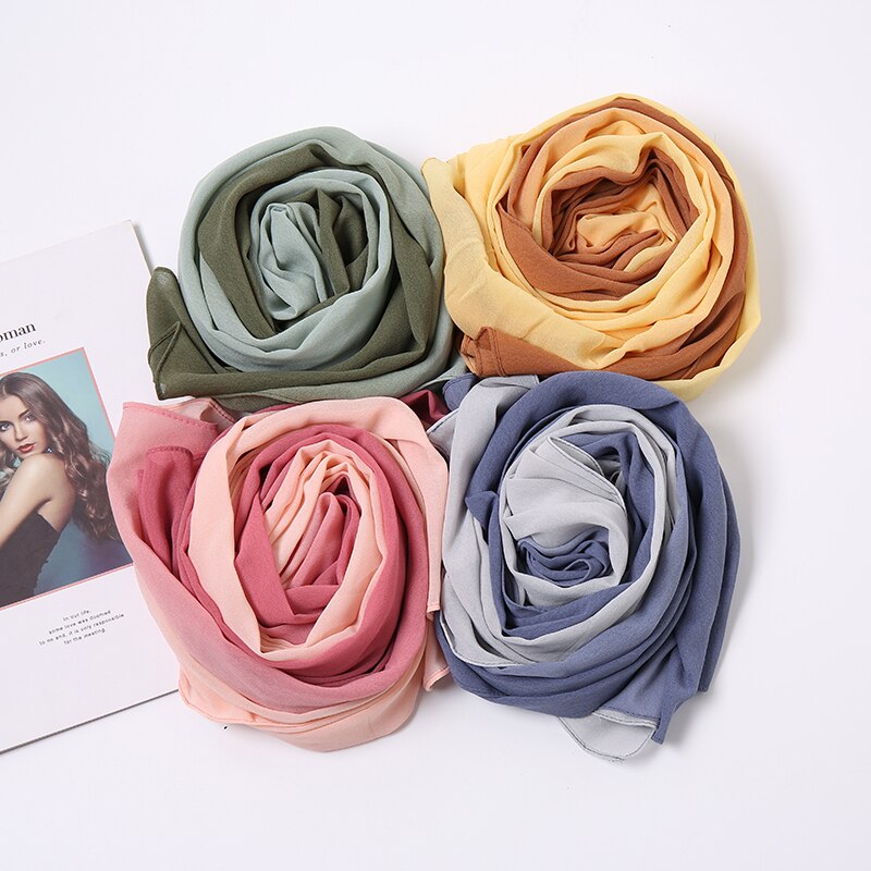 Laven Newest Gradient Bubble Chiffon Scarf Women Muslim Hijab Large Size Ombre Scarves Chiffon Shawl Female Islamic Bandana