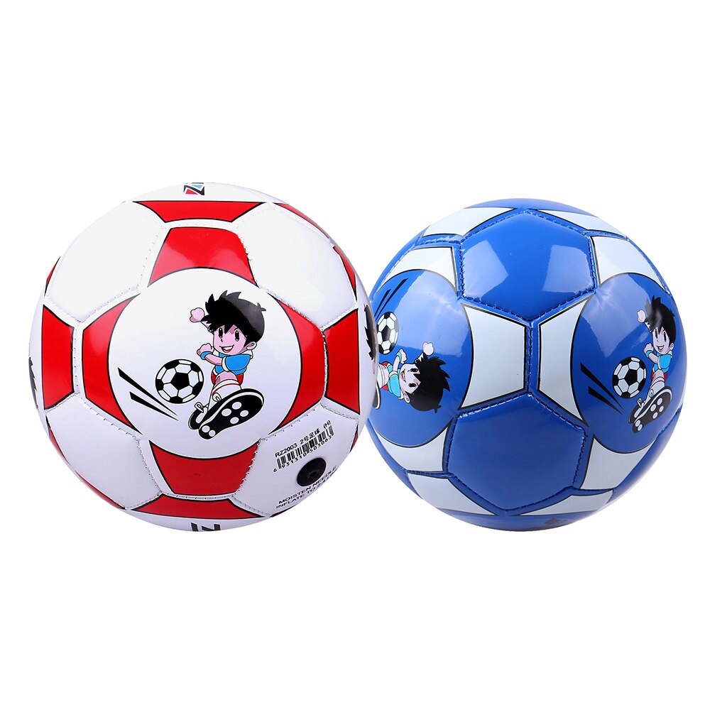 2pcs Football Ball Size 2 Soccer Training Ball for Toddler Teens Blue+Red