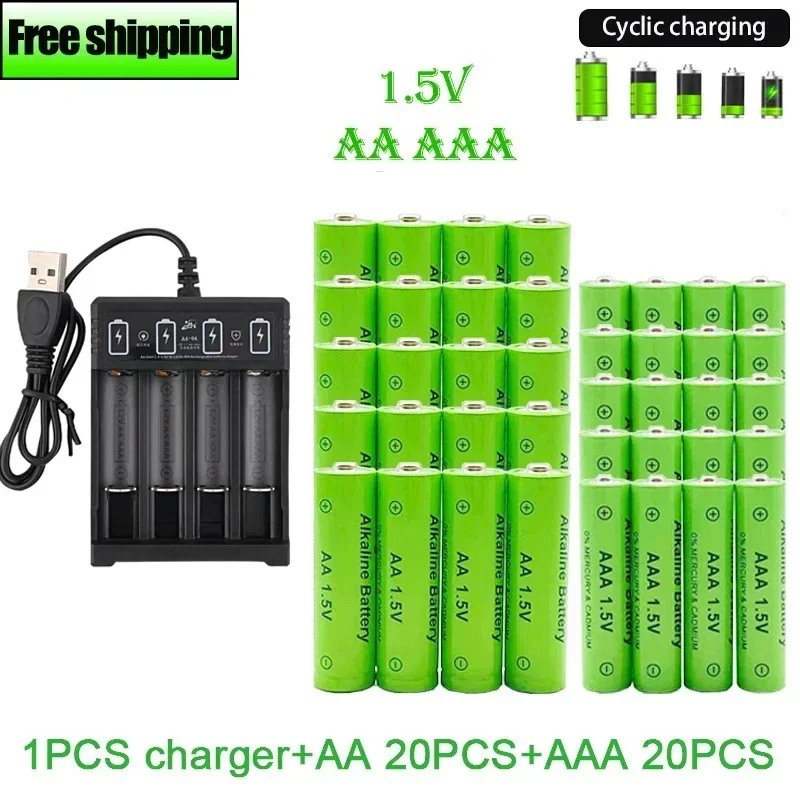 Original Rechargeable Battery 1.5V AA9800mAh+AAA8800mAh+Charger for Computer Clock Radio Video Game Digital Camera AA AAAbattery: SKY BLUE