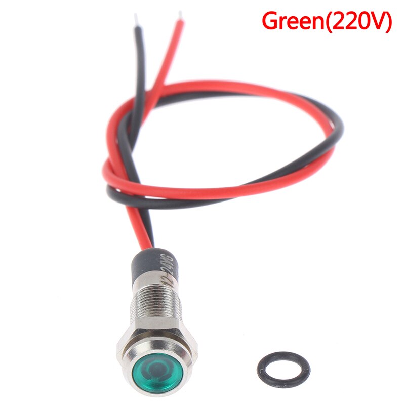 IP67 Waterproof LED Metal Warning Indicator Light 6mm Signal Lamp 3v-6v/12-24V /220v: Green 220V