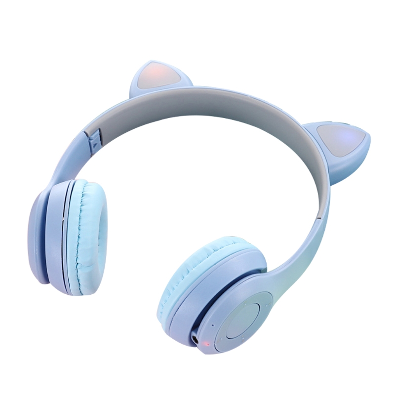 R9ja fluffy cat ear headphones with  p47m microphones, bluetooth compatible wireless on-ear stereo headset for children and girls