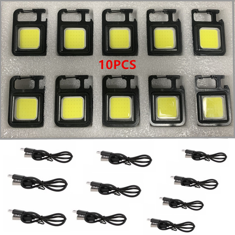1-10PCS Mini LED 1000LM Zaklamp Sleutelhanger Multifunctionele Draagbare COB Camping Lampen USB Opladen Werklampen Vissen Lanterna