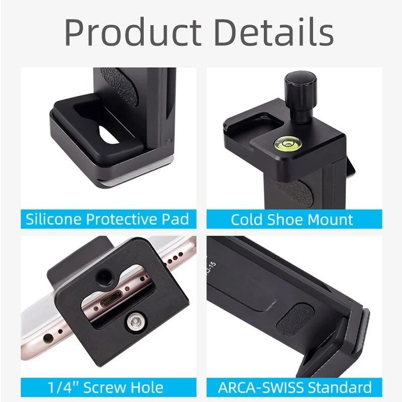 XILETU XJ-15 Universal Aluminum Alloy Tablet Phone Stand Holder Clip Tripod Adjustable Bracket for iPad Mobile Phones Tablets