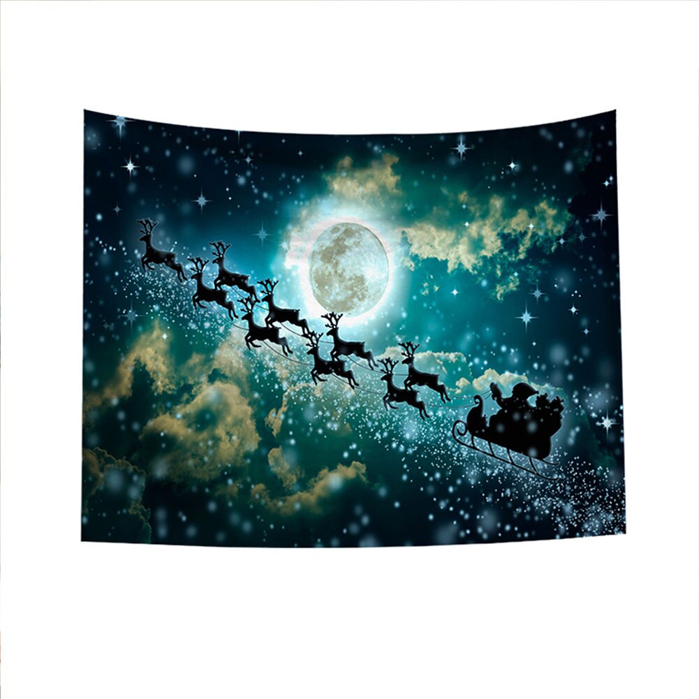 Neue Jahr Wandbehang Tapisserie, Frohe Weihnachten Baum Rentier Schneeflocke Wald Wandteppich für Schlafzimmer, Wohnzimmer, Wohnheim: 7