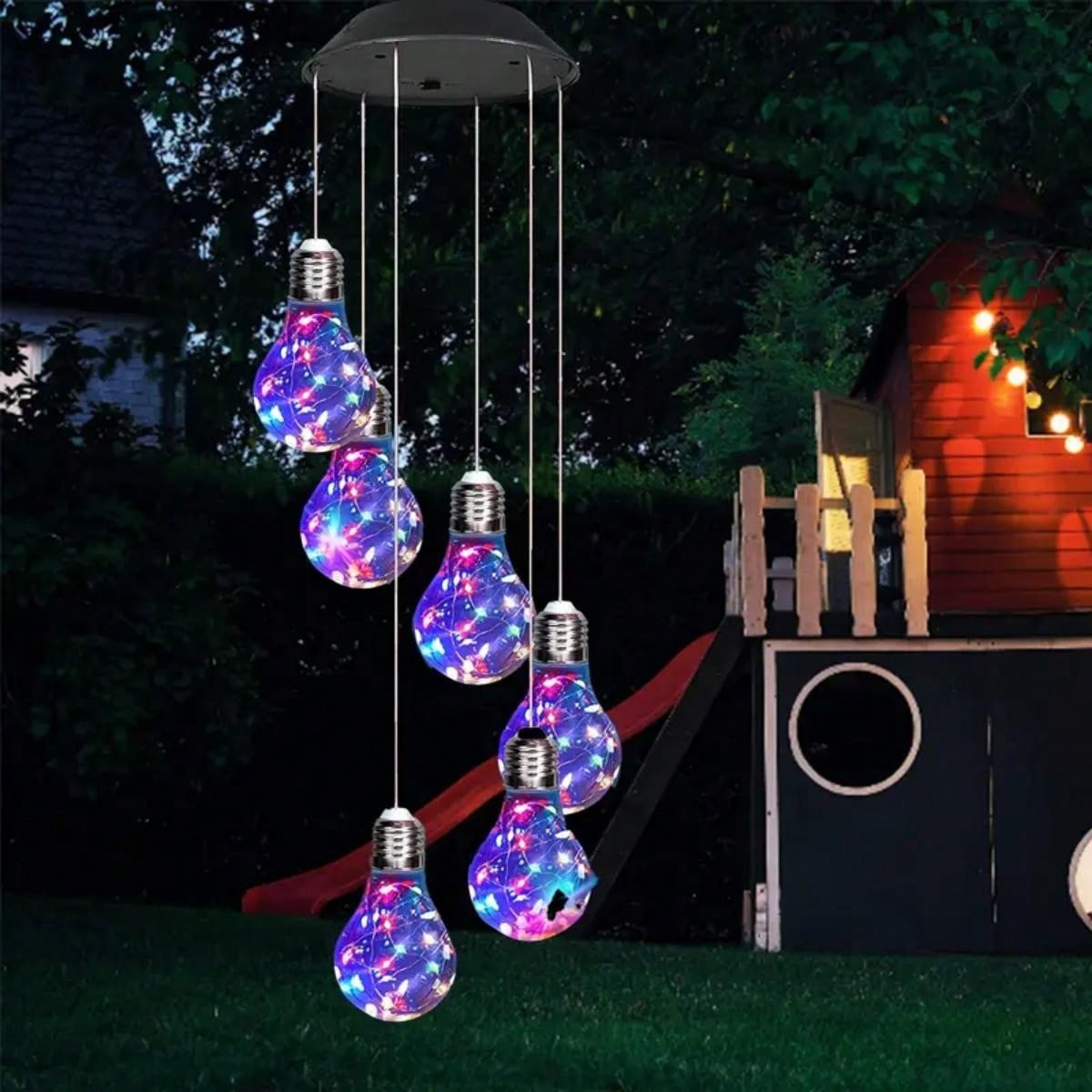 Campanas de viento que cambian de Color Solar, 6 LED RGB, cambios automáticamente de Color para el hogar, jardín, exterior, balcón, decoración, 1 Uds.: Amarillo limón