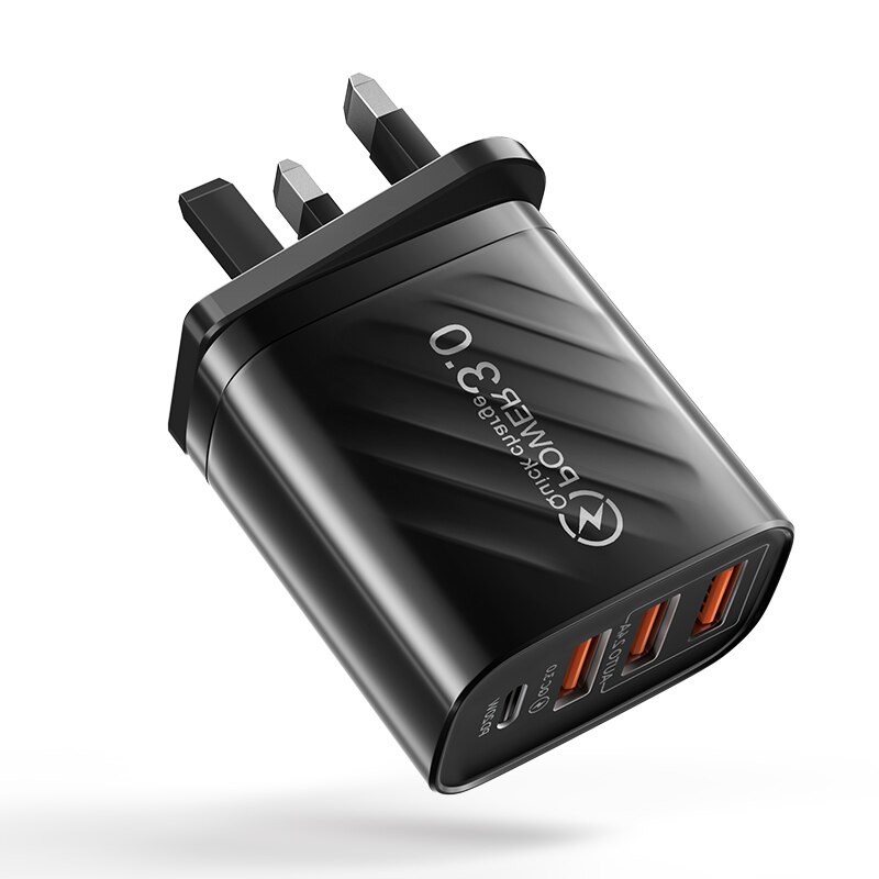 5A 30W USB Ladegerät Unterstützung Typ C PD Schnelle Ladung für iphone 13 12 Xiaomi Oneplus Samsung Schnell Zauberstab praktisch Ladegerät QC 3,0: Schwarz UK