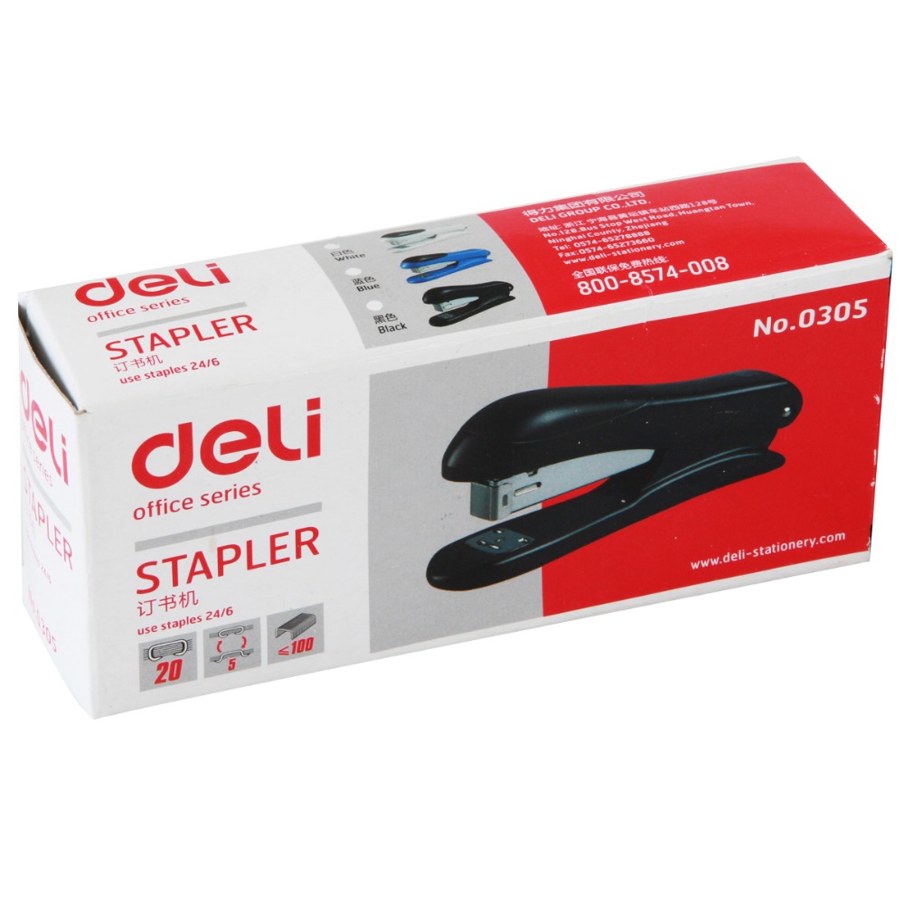 Deli 124mm length Stapler bind machine stapler can be set 20 pages of paper #12 24/6 Staple student office supplies stationery