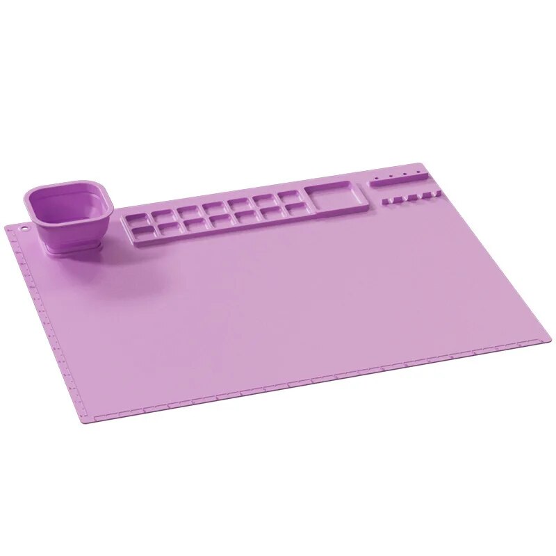 1PCS Silicone Painting Pad Brush Holder Crafts Silicone Pad Multifunctional Silicone Art Painting Art Clay Graffiti Mat Washable: Yellow