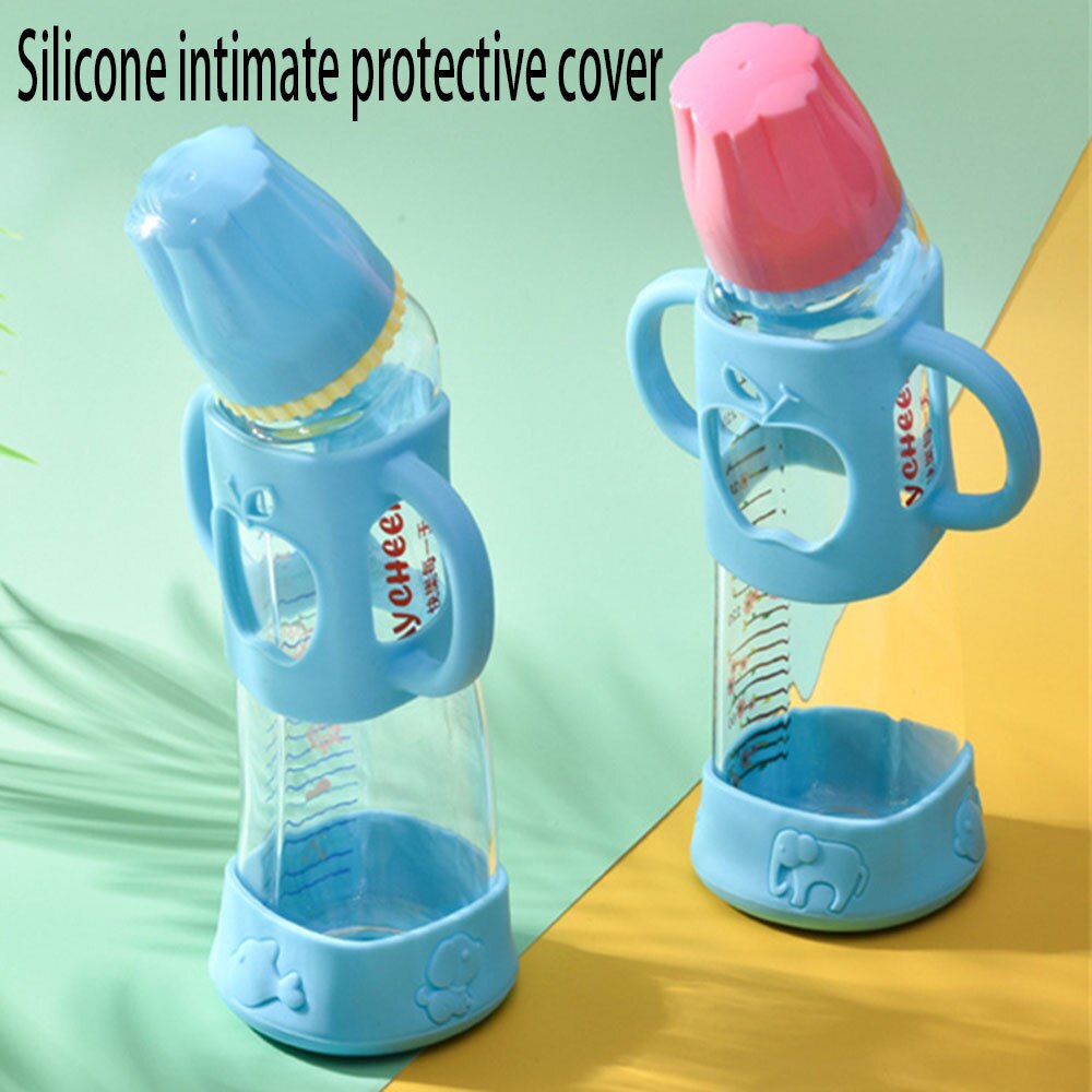 Biberón de borosilicato para bebé, botella de vidrio con etiqueta, pezón de leche para madre y bebé, 150/240ml