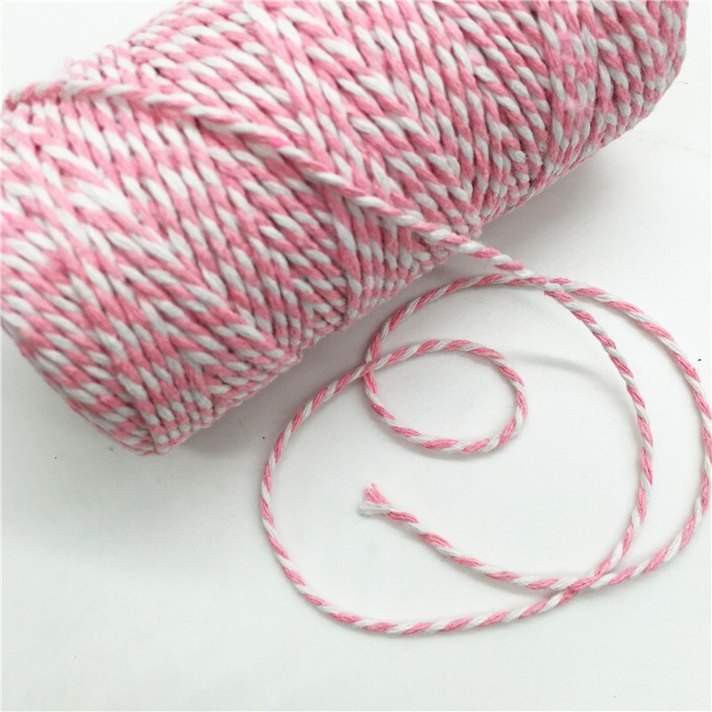 100 m/roll Kleurrijke DIY 2ply Bakers Roze String Katoenen Koorden Touw voor Home Decor Handgemaakte Kerst Cadeau Verpakking ambachtelijke Projecten