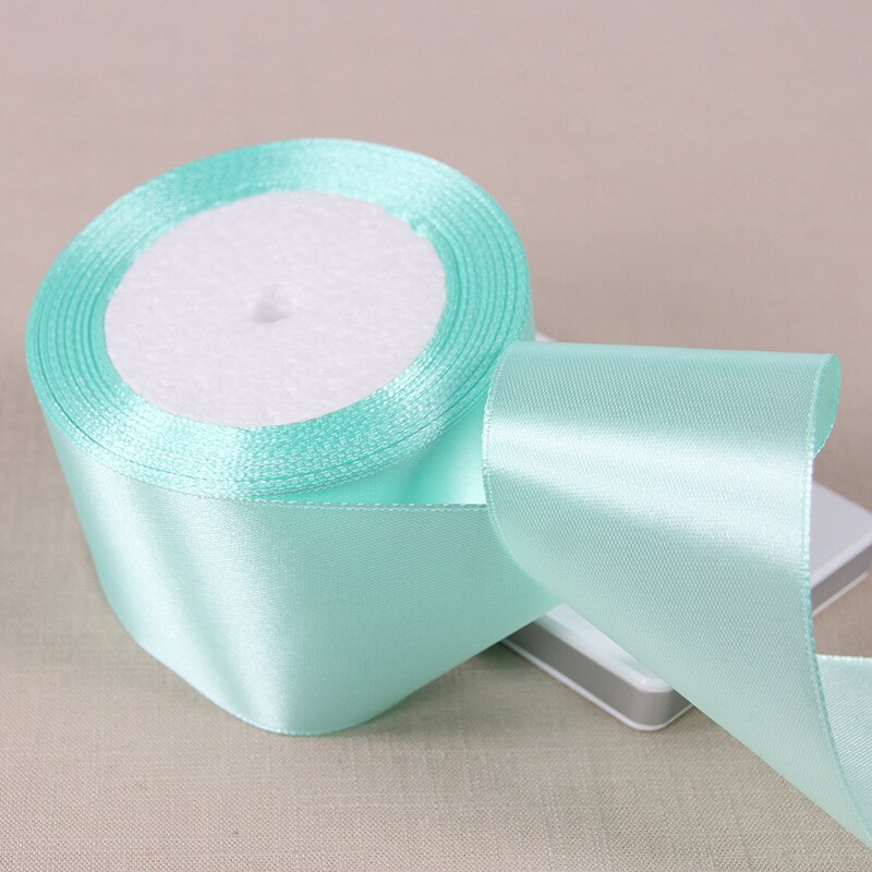 Bonita cinta de satén de seda color verde aguamarina, accesorios decorativos para envolver de boda, Material hecho a mano, 6/10/15/20/25/40/50mm, 25 yardas: 50mm Aqua Green