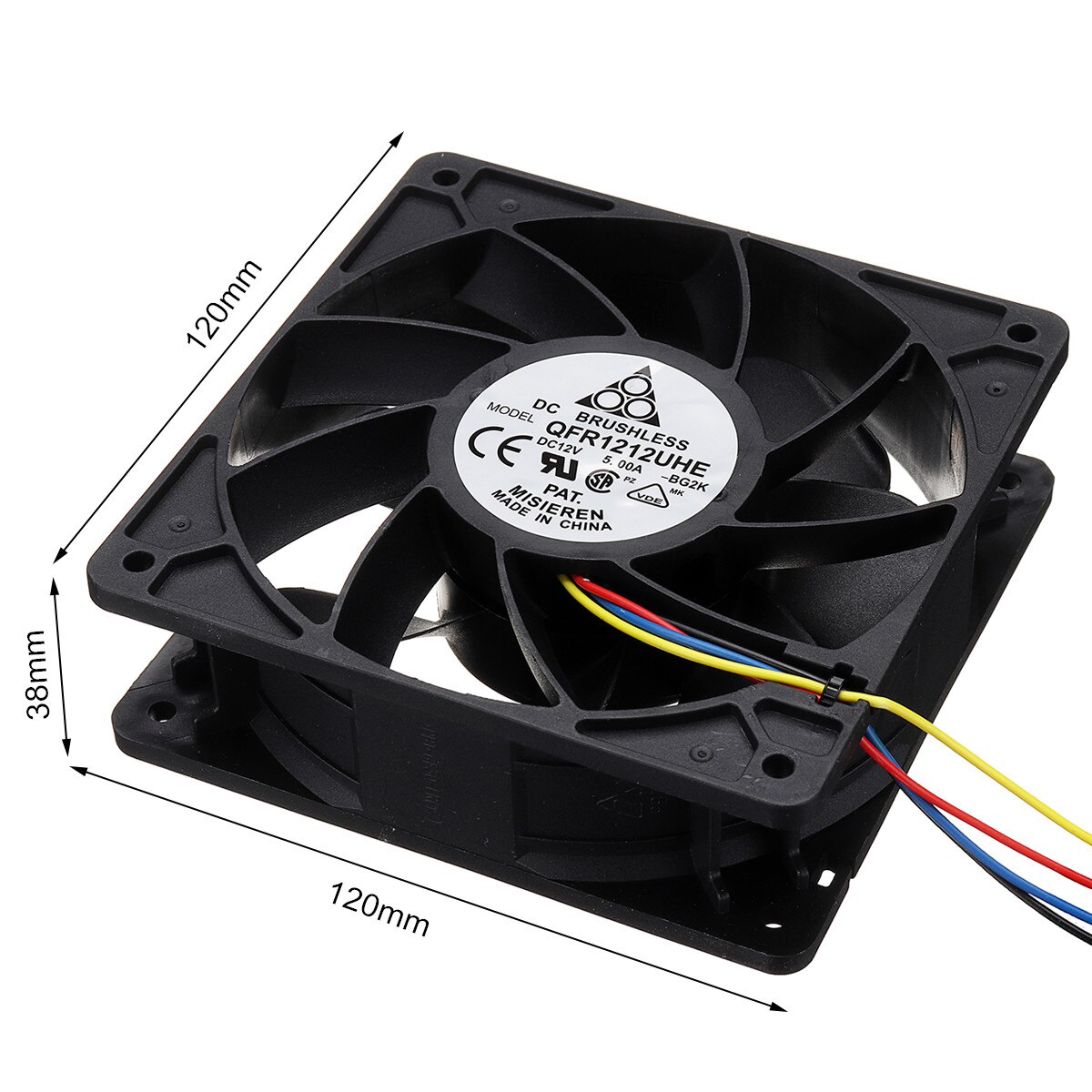 Ventilateur de refroidissement CPU 5000RPM 120x120mm 12V 4.8A double roulement à billes sans balais 4 broches, boîtier de serveur d&#39;ordinateur S7 S9 D3 E9 T9 pour PFC1212DE: 7500RPM