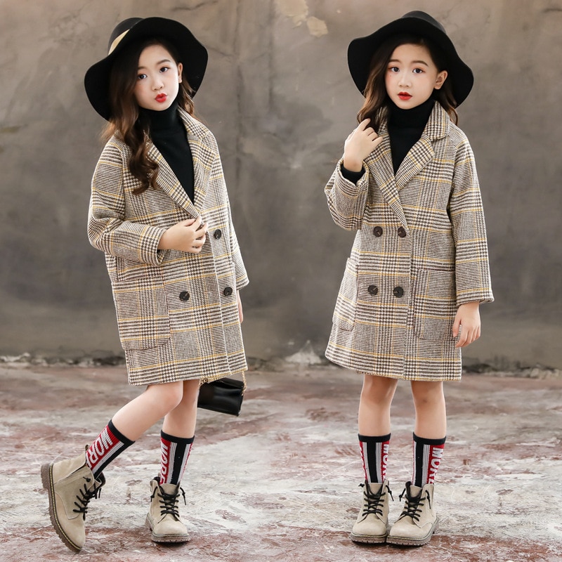 plaid children jacket for girls winter warm coat girls clothes kids outerwear autumn girls coat 4 6 8 10 12 Years