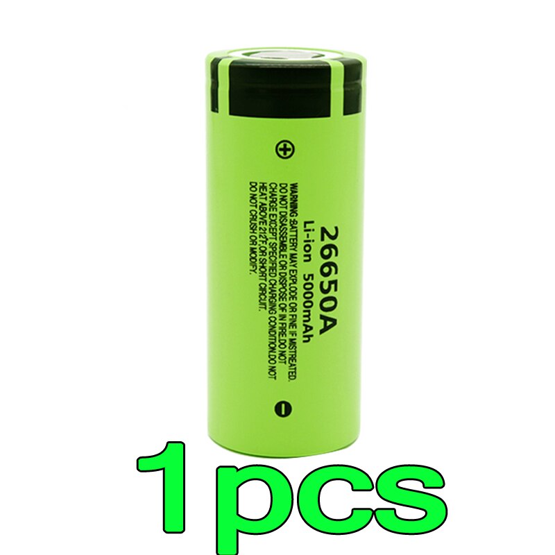100% Original Battery For 26650A 3.7V 5000mAh High Capacity 26650 Li-ion Rechargeable Battery: Goud