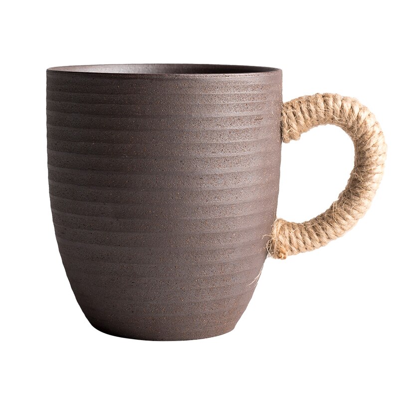 Japanese Ceramic Coffee Mugs Retro Handmade Tie Rope 300ml Tea Milk Glass Drinkware Cups and Mug for Home: mug