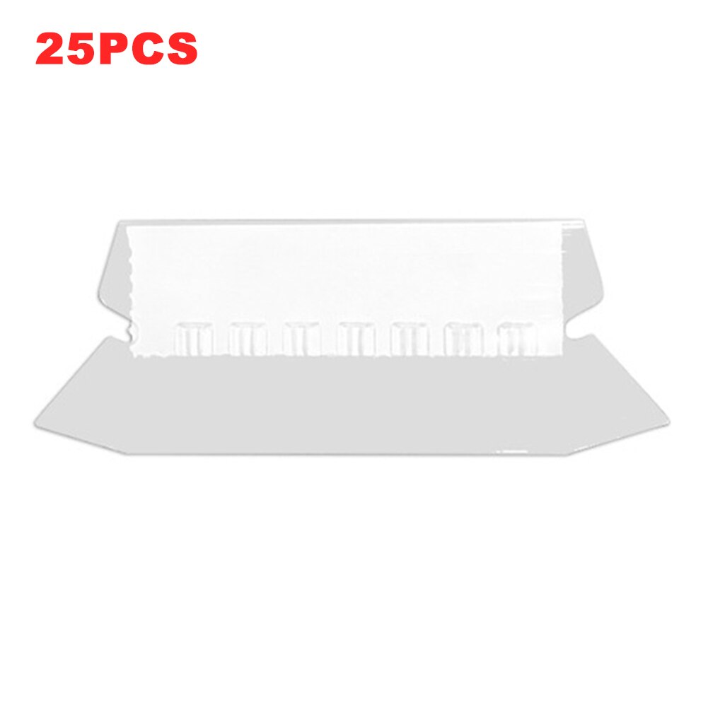 25pcs/box Quick Identification Sorting Stationery Hanging File Folder Tab Easy Install Transparent Plastic School White Insert