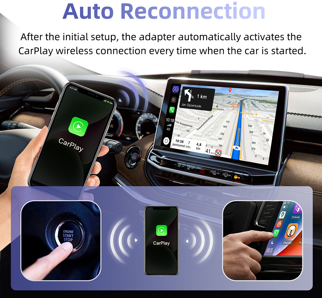 Carplay trådlös 2 in adapter minibox wifi snabb anslutning trådbunden till trådlös android auto för 1 /typ c dongle plug and play