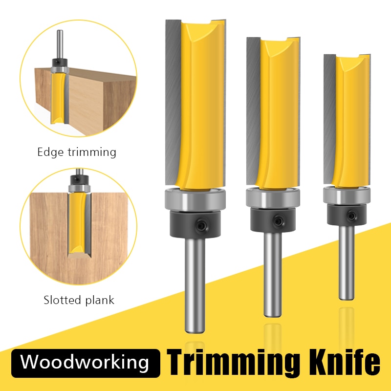 8mm Shank Flush Trim Router Bit Pattern Bit Top Bottom Bearing 5/8" Blade Template Wood Milling Cutter Carpenter