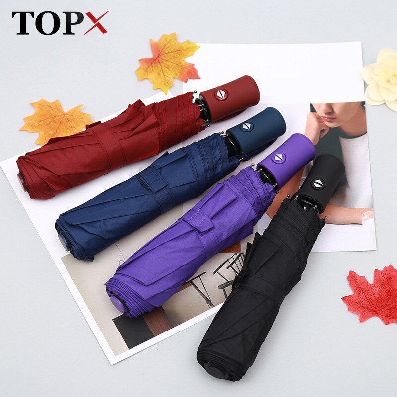 TOPX 3Fold Light Automatic Umbrella Wind Resistant Men 4 Colors handle Umbrella Rain Men Women price
