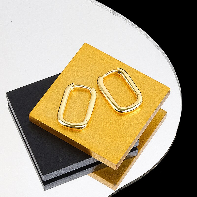 QMCOCO Silver Color Korean Trendy O-Shape Square Earrings Temperament Simple Charm Jewelry Accessories