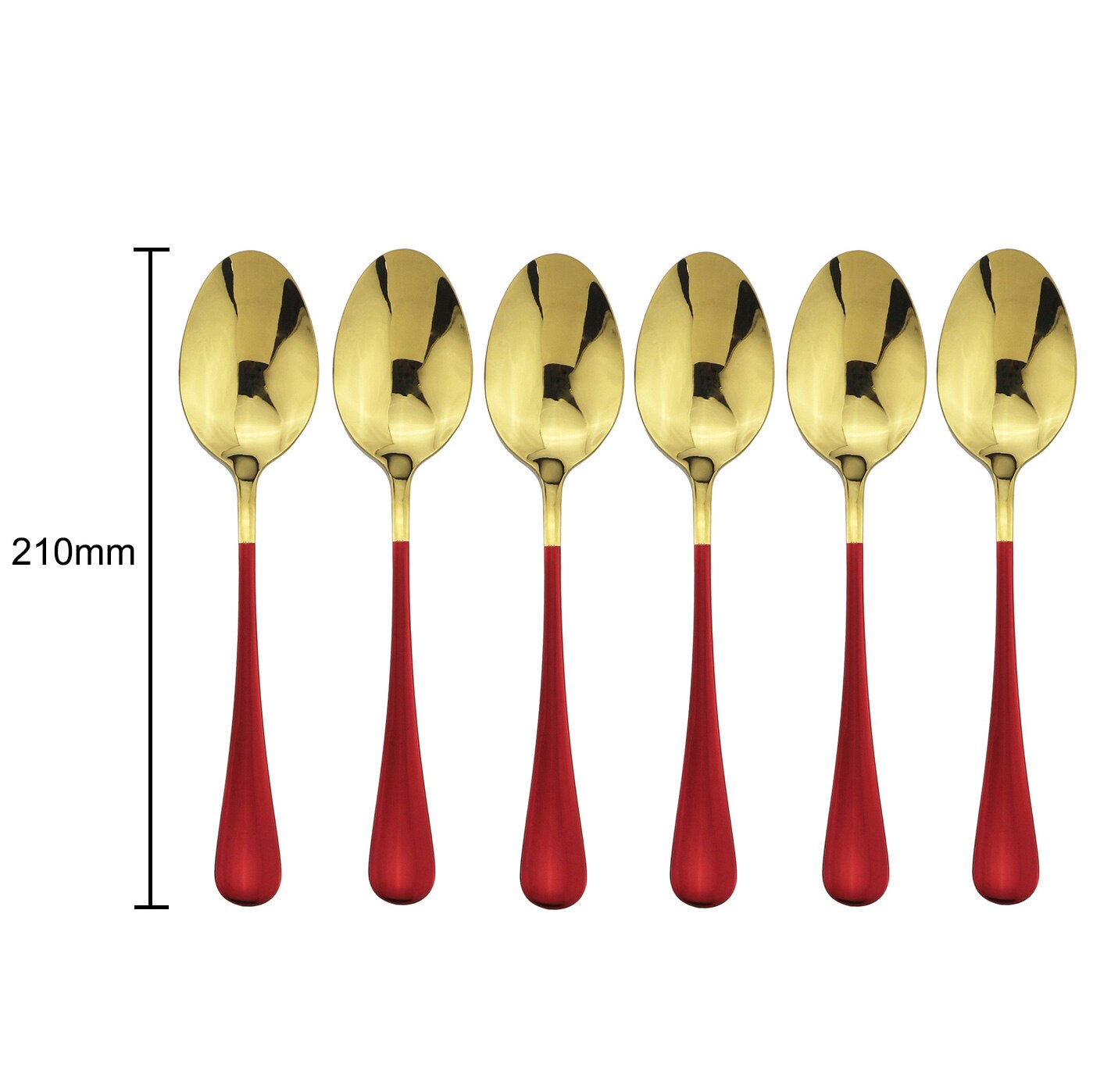 6pcs Dinnerware Pink Handle Gold Flatware Set 304 Stainless Steel Cutlery Set Dinner Knife Fork Spoon Hotel Tableware set: Red Dinner Spoon