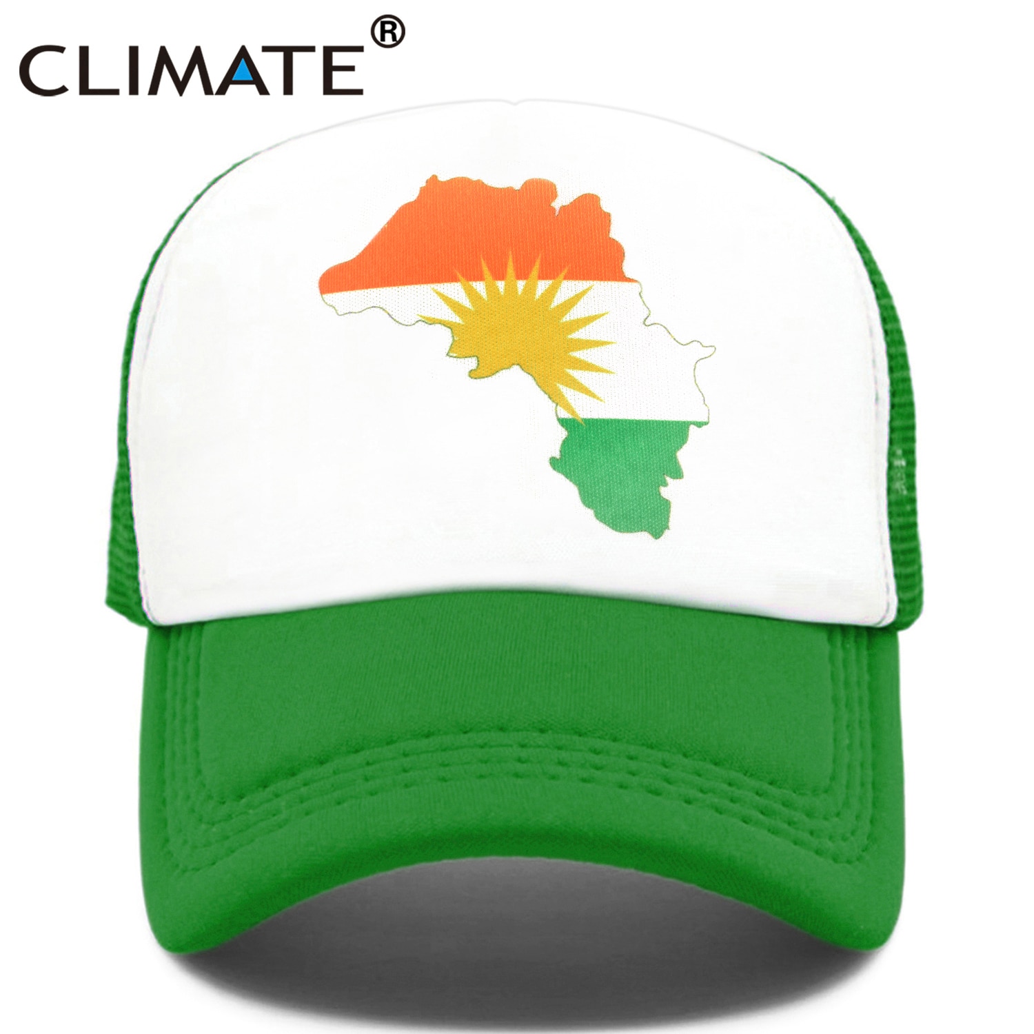 Clima Kurd Kurdistan Cap Kurds kurdistan Flag Map Trucker Cap verde all&#39;aperto Sport cappello Cap Cool Summer Mesh Cap uomo donna bambino: Green Cap / Adult 55to58cm Head