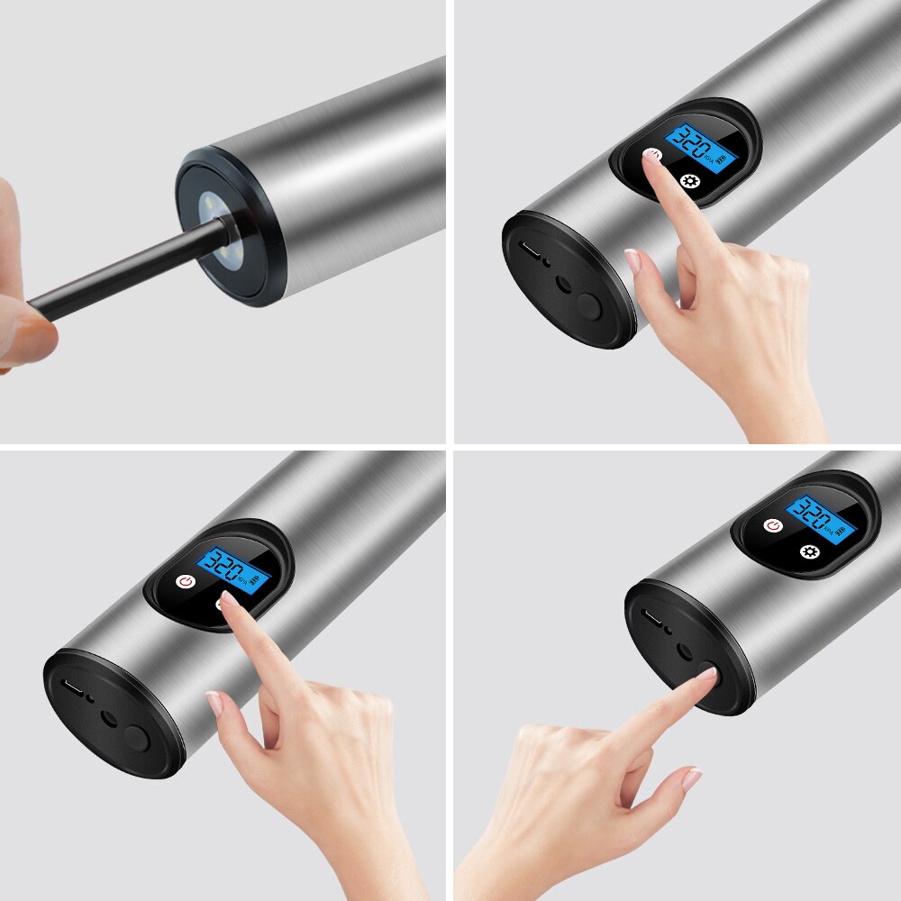 Draagbare Mini Luchtpomp Bandenpomp 12V Draadloze Draadloze Compressor Digitale Autoband Pomp Voor Auto Fiets Banden Ballen