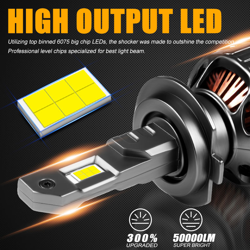 Bombilla LED para faros delanteros de coche, Bombilla Turbo de 150W, 50000LM, 9005, 9006, H1, H4, H7, H11