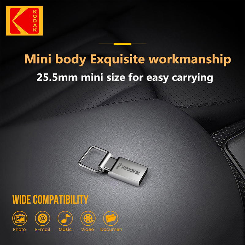KODAK K112 Super Mini Metal USB Flash Drive 64GB 32GB USB2.0 Flash Disk Flash pendrive Memory stick pen drive Car Key leather