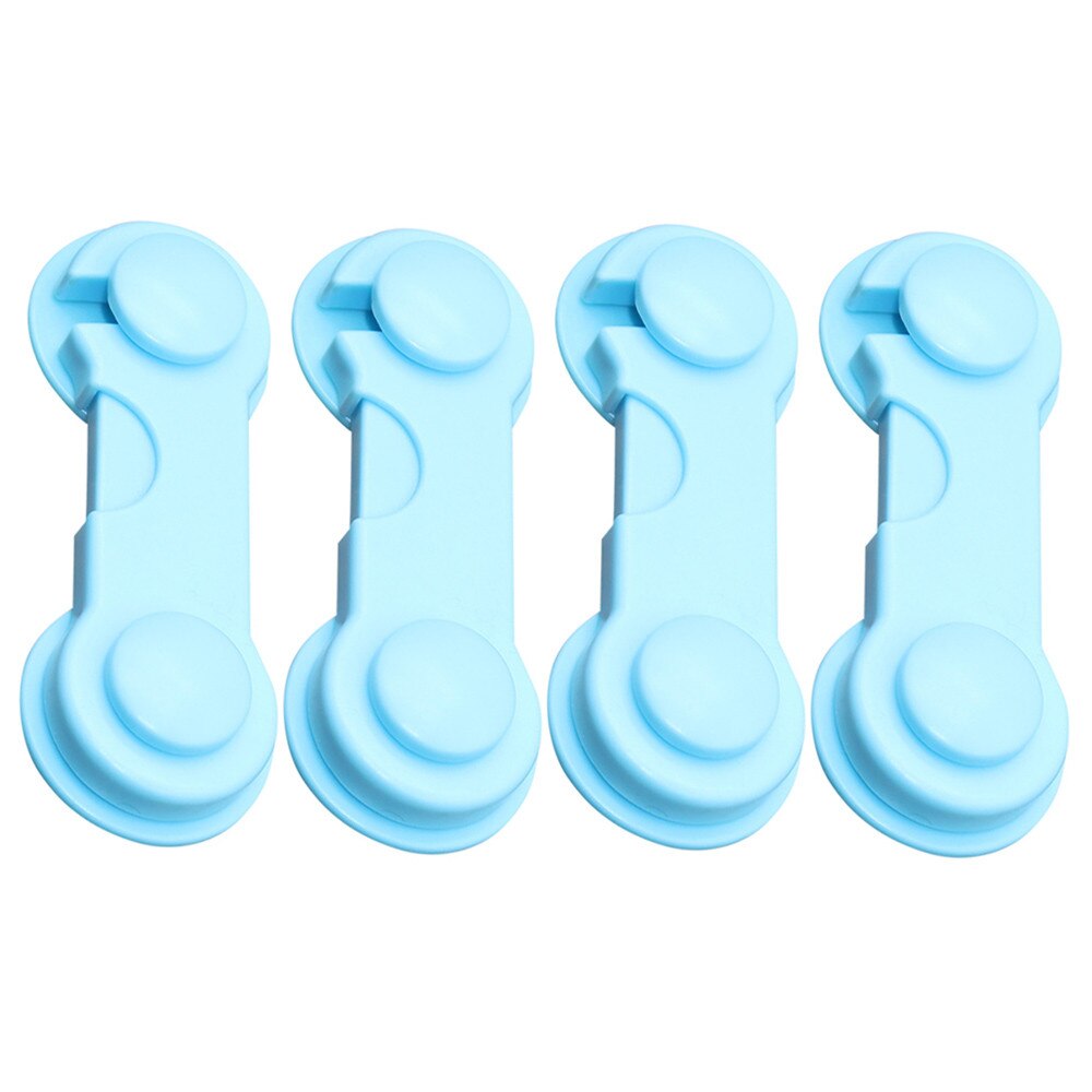 4pcs/lot Multi-function Child Baby Safety Lock Security Drawer Cupboard Cabinet Door Wardrobe Fridge Lock Protector Baby Care: Blue 