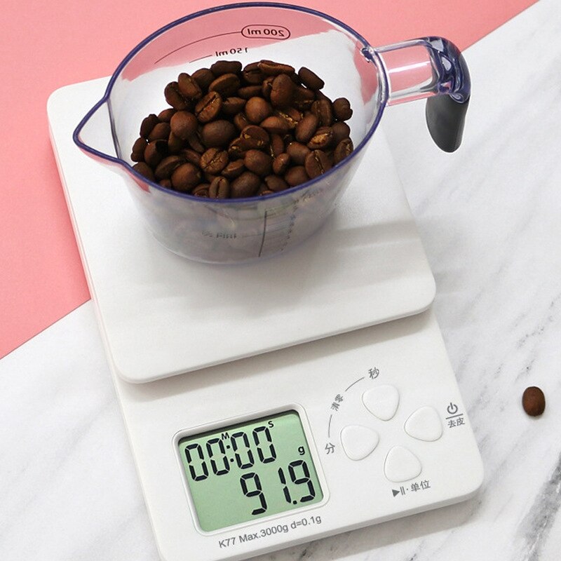 Digital Hand Drip Coffee Scale Precision Sensors Weight with Timer Multifunction Measuring Tool Kitchen Food Scale,White