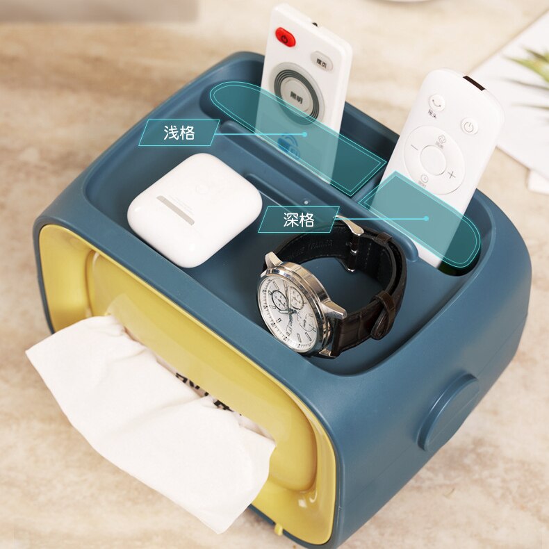 Retro TV Shape Tissue Box Multifunctional Tissue Box Creativity Tissue Container Paper Towel Desktop Remote Control Storage Box