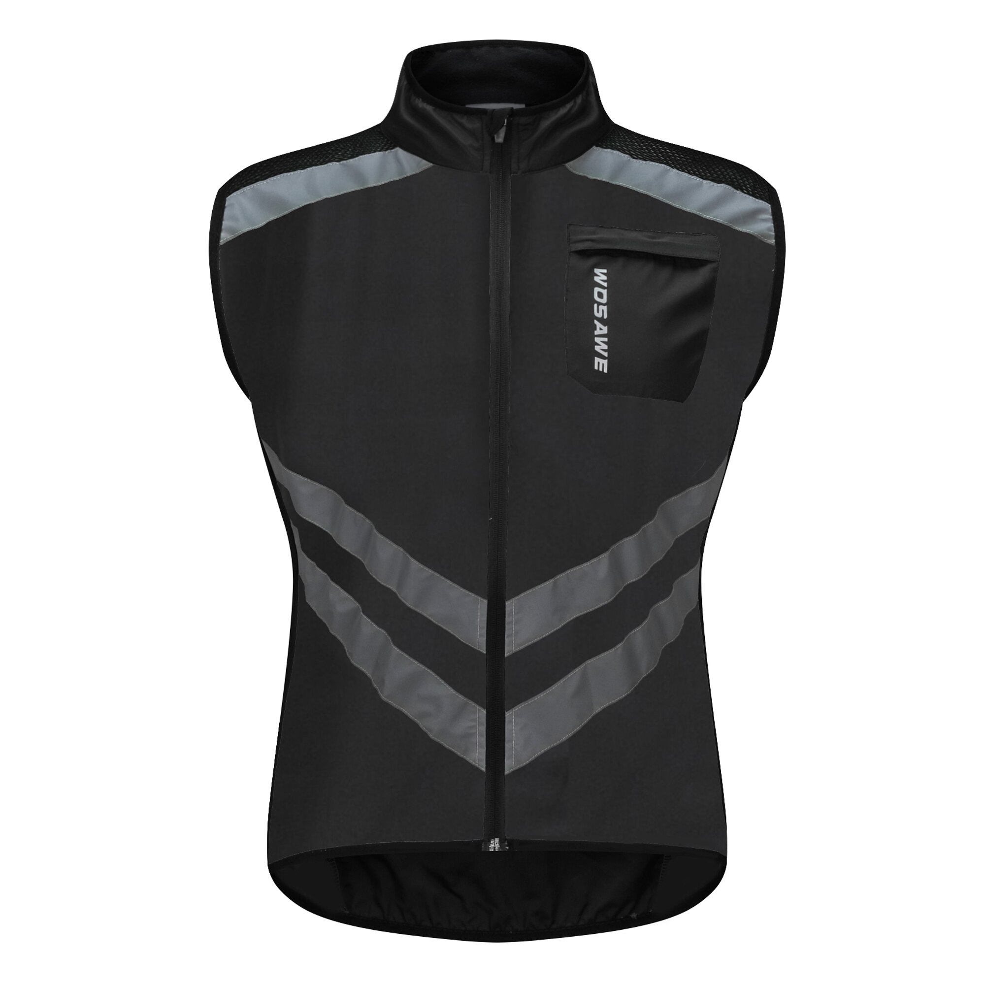 WOSAWE Reflective Vest Motorcycle Sports Team Uniform Motorbike Off-road Riding Clothing Warning High Visibility Safety Vest: Black / XL