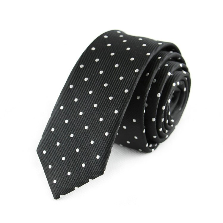 5cm herrebånd skinny stribe prikker sort smalle hals bånd silm til mænd forretning bryllupsfest gravatas: 5sb 06