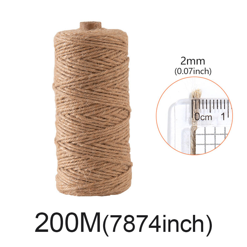 2MM naturalny sznurek jutowy wykończenie sznurka rzemiosło szycie ręcznie robione DIY rzemiosło pakowanie prezentów juta konopna ogrodnictwo dekoracja weselna: Element mosiężny w starym stylu