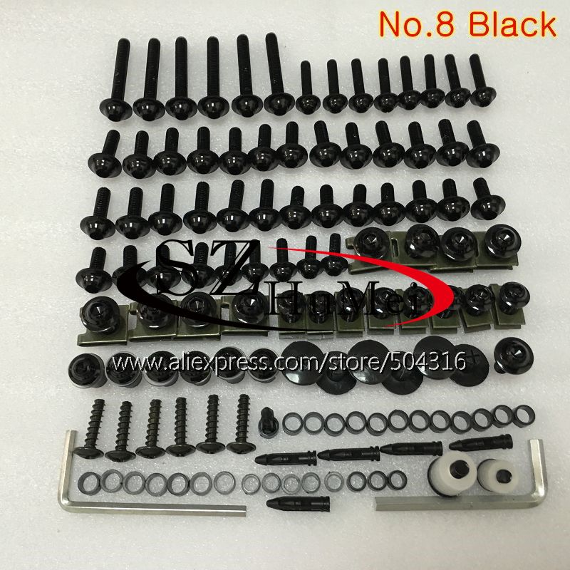 Kit complet de boulons de carénage pour suzuki gsxr 600 gsxr 750 01 02 03 gsxr 600 750 k1 r600 2001 2002 2003 vis et écrous de boulons de pare-brise: N ° .8