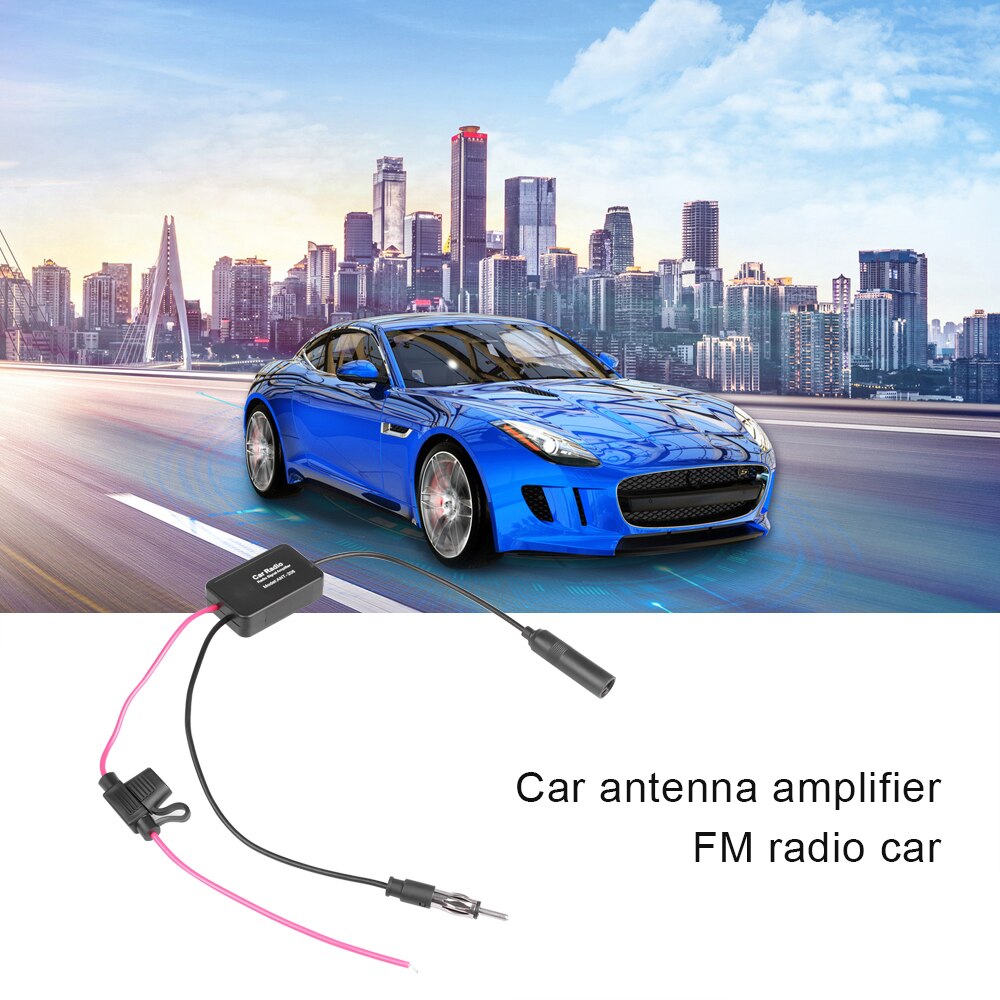 Kebidumei Antenna 12V Car Automobile Radio Signal Amplifier ANT-208 Auto FM/AM Antenna Booster Windshield Mount Antenna Aerials