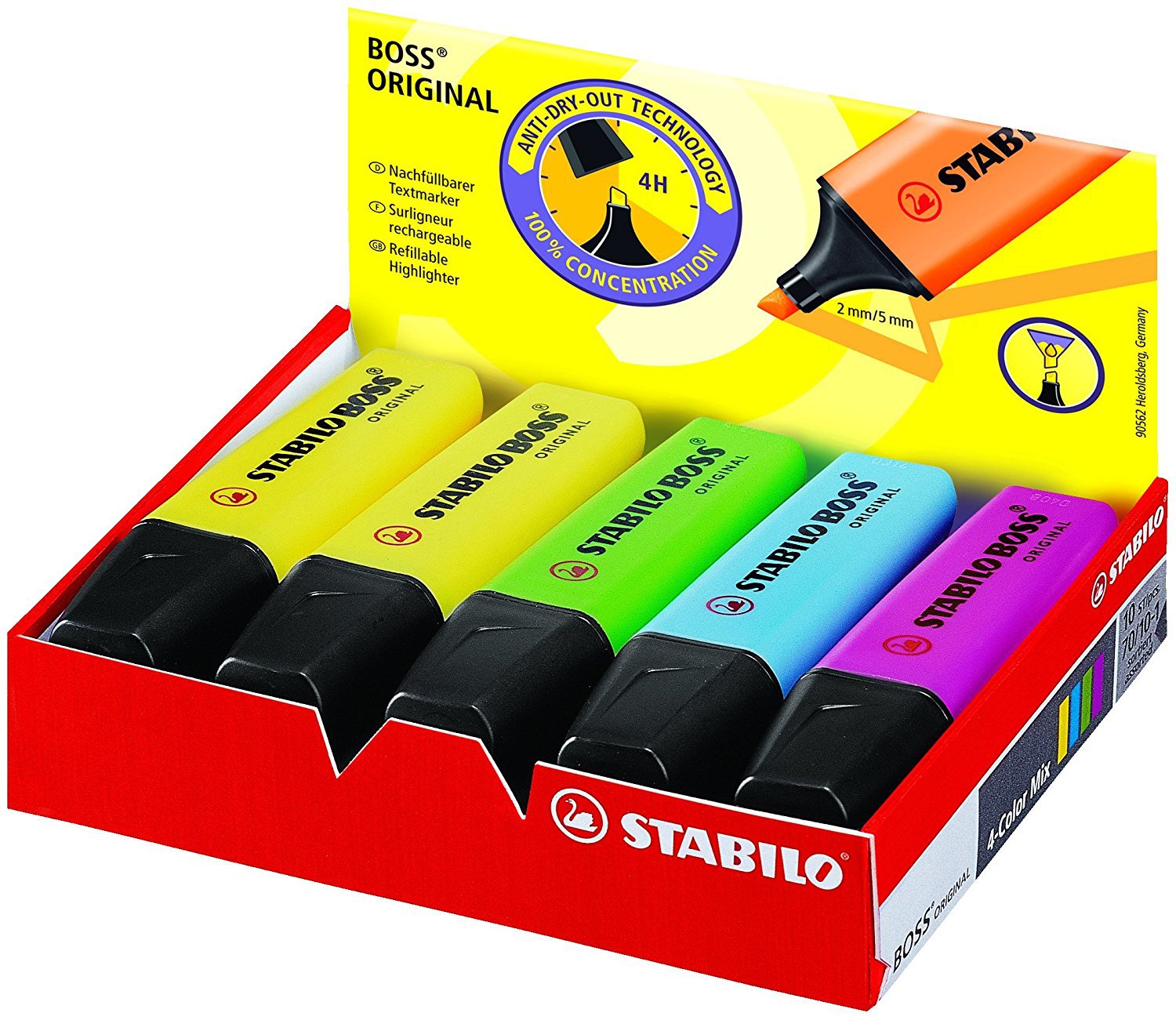 STABILO – stylo Fluorescent 9 couleurs, 1 pièce, marqueur