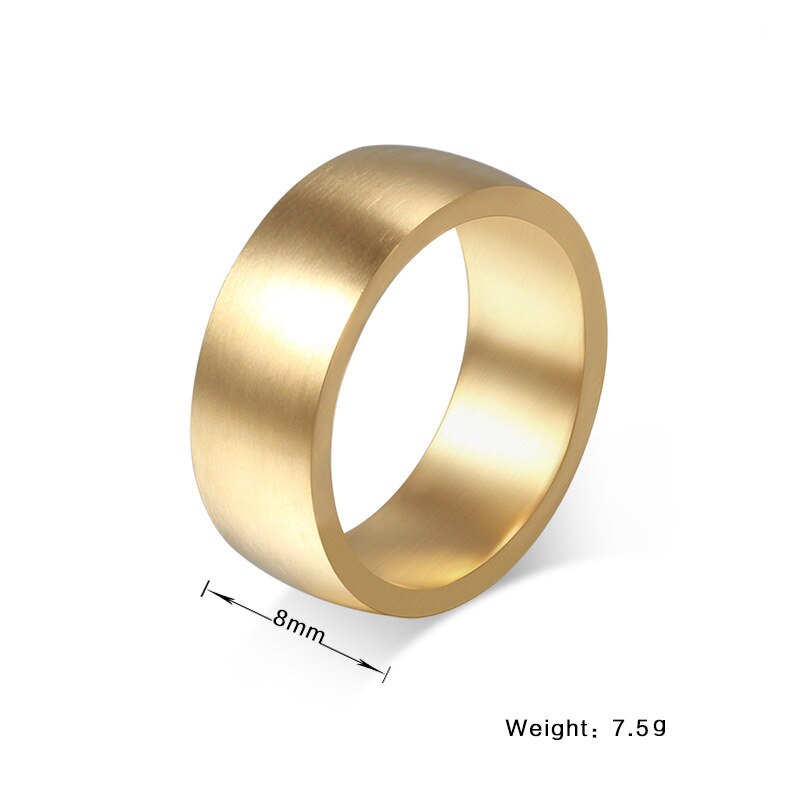 QianBei 8mm Klassieke Brede Dikke Ring voor Mannen Goud Kleur Zilver Kleur Zwart Roestvrij Staal Mannelijke Ring Alliantie Bruiloft sieraden