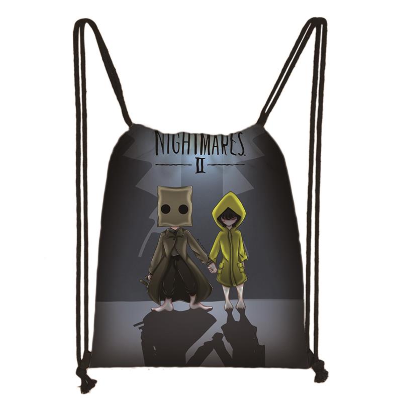 Game Little Nightmares 2 Drawstring Bag Student Schoolbag Cool Backpack Teenager Travel Bag Women Men Bookbag Casual Bags: 004