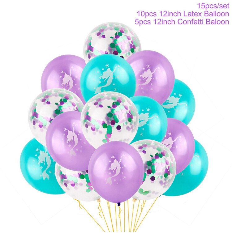 Huiran Mermaid Balloon Happy Birthday Ballon Little Mermaid Birthday Party Decor Kids Balloons Foil Baloon Giant Balony Balon: 5