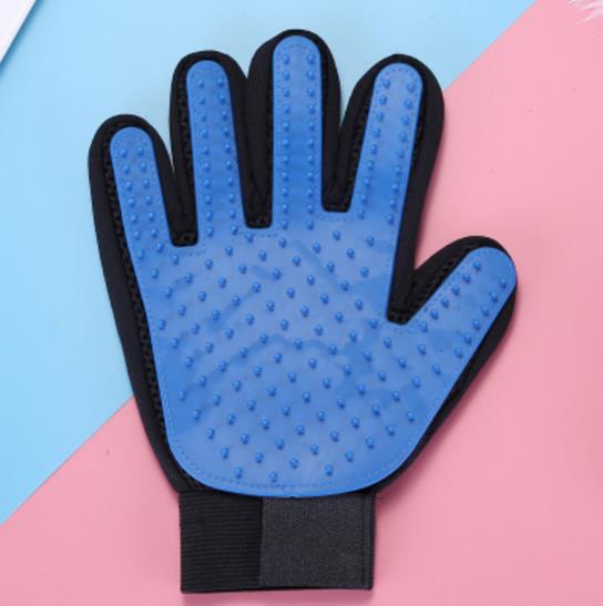 Kat Grooming Deshedding Borstel Handschoen Hond Zachte Efficiënte Back Massage Vacht Wassen Baden Kam hond Borstel: blue-1right hand