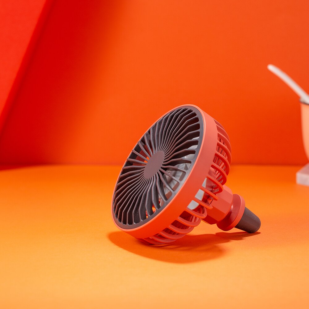1 stk mini bil lufteventil klips vifte 3 hastigheter 360 ° rotasjon usb elektrisk kjølevifte med led lys bil elektriske apparater: Rød