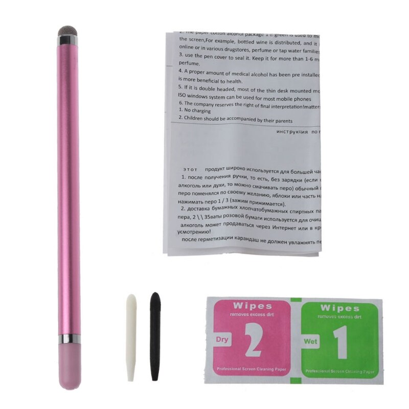 2 in 1 Touch Screen Pen Stylus Capacitance Pen Disinfection Alcohol Pen Fiber W0YE: Pink