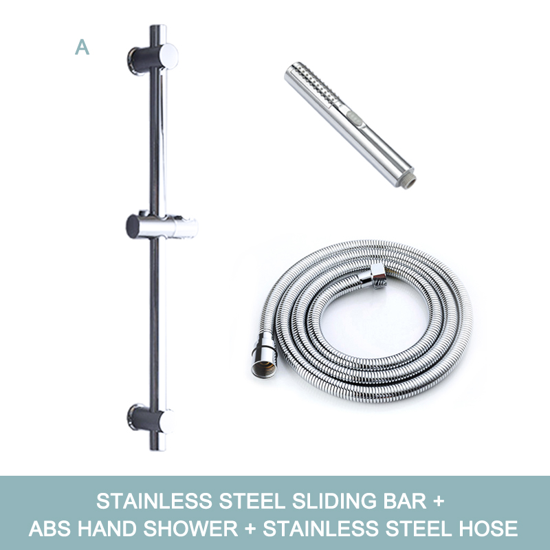 Chrome Shower Sliding Bar Wall Mounted Shower Bar Adjustable Sliding Rail Set Multi Function Hand Shower Head with 1.5M Hose: A Whole Set