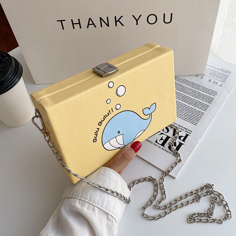 Cute Whale Pu Leather female Flap Clutch Shoulder Bag Crossbody Mini Messenger Bag For Women Bolsa: yellow A01