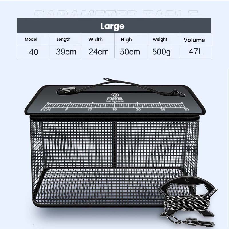 Floating Fishing Basket Collapsible Fishing Net Cage for Live Caught Fish Shrimp Bucket Minnow Trap, 19L/47L，Black/Orange: green
