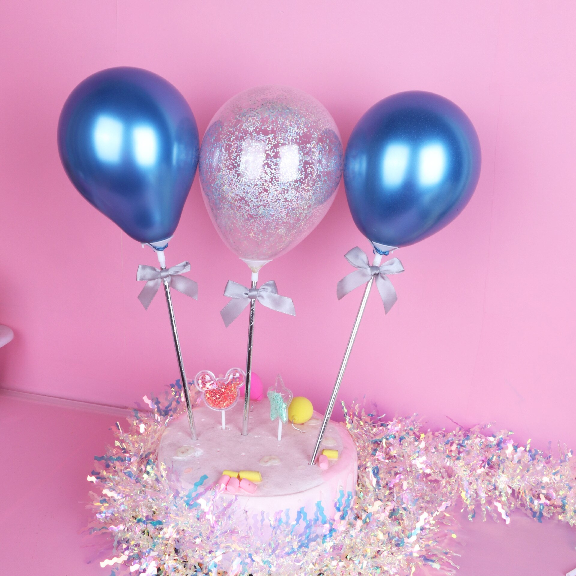 Blå metal ballonkage topper tillykke med fødselsdagsfest indretning børn bryllup fødselsdagskage indretning baby shower en 1st fødselsdag dec
